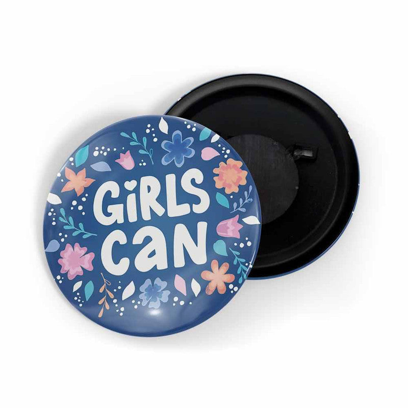 dhcrafts Blue color Round Fridge Magnet Girls Can Glossy Finish Design Pack of 1 (58 mm)
